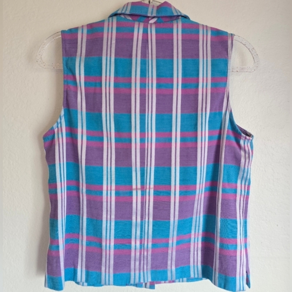 Vintage Pastel Plaid Suit Vest Tank Top - Picture 4 of 9